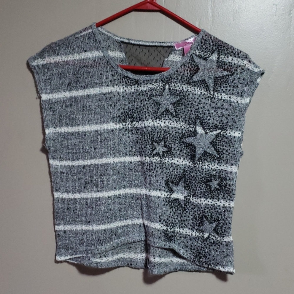 Sugar Tart Girls Top Sz L 14 Gray
